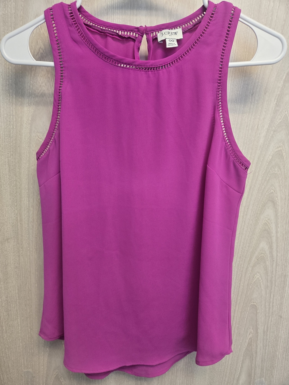 J. Crew Bright Fuchsia Sleeveless Eyelet-Trim Camisole